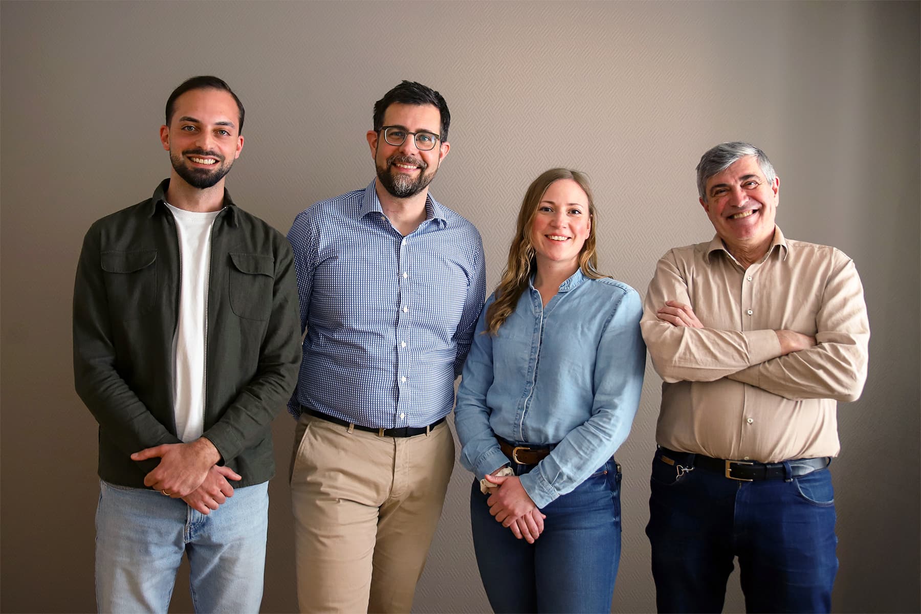 VLS-teamet — Diego, Rickard, Linnea och Simone på kontoret i Malmö